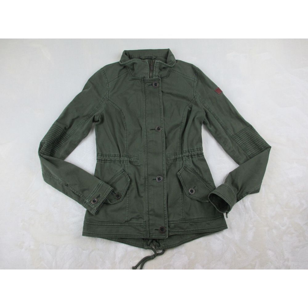 Hollister Womens Jacket Extra Small Green Buttons Military Utility Pockets*
